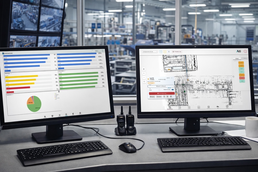 Pantallas de software de gestión de flota de robots móviles