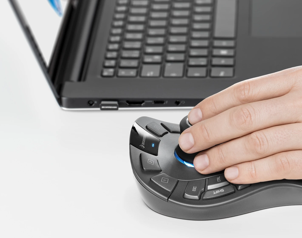 3Dconnexion-SpaceMouse® Pro Wireless BT Professional (3DX‑700119) – Ratón 3D inalámbrico USB‑C/Bluetooth, 15 botones programables, viaje incluido