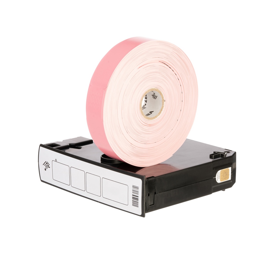 Wristband, Polypropylene, 1x10in (25.4x254mm); Direct thermal, Z-Band Splash, Adhesive closure, Cartridge, 350/roll, 6/box, Pink