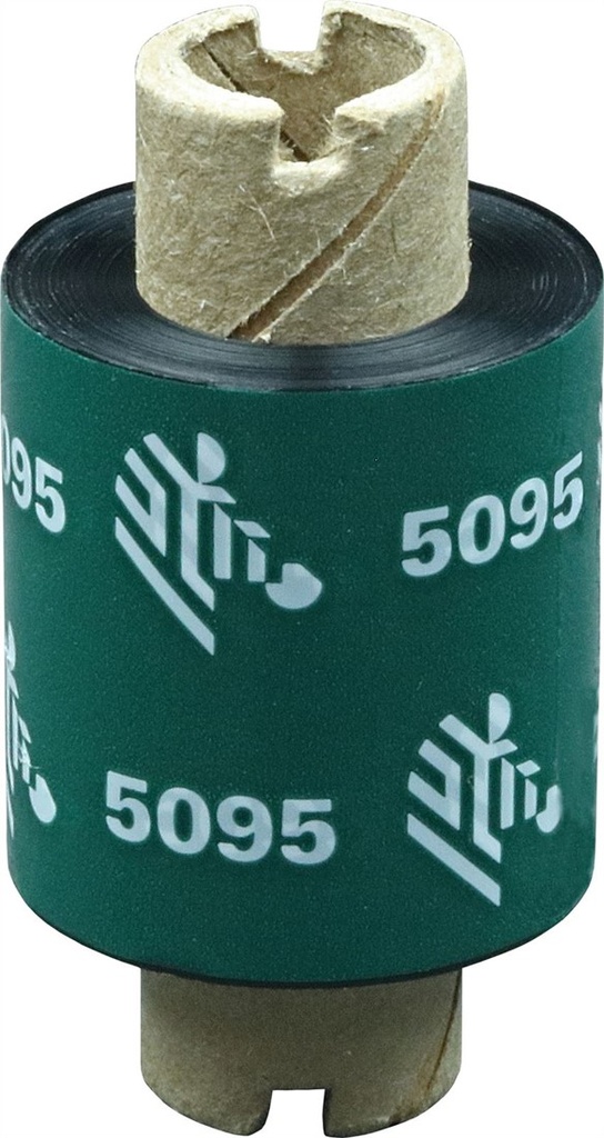 ZEBRA - Ribbon de Resina, Modelo 5095 Resina, 1.30" x 243' (33 mm x 74 mts), Núcleo de 0.5", 12 ribbons por caja. Para Impresora Desktop.