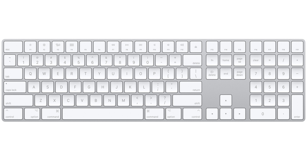 APPLE - Magic Keyboard con teclado numérico, inalámbrico Bluetooth, idioma inglés EE.UU., color plata MXCJ3LL/A
