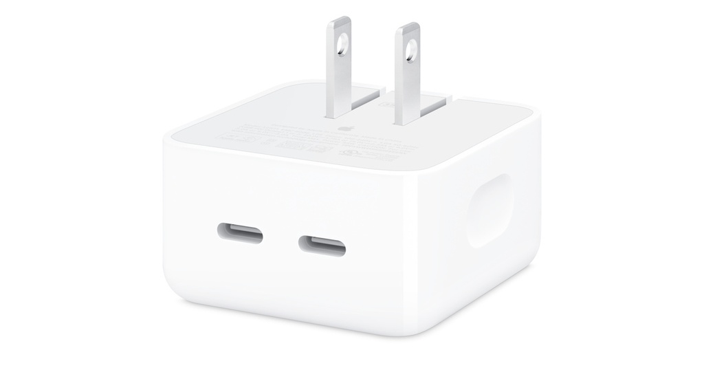 APPLE - Adaptador de Corriente Compacto 35W Dual Puerto USB-C, MW2H3AM/A