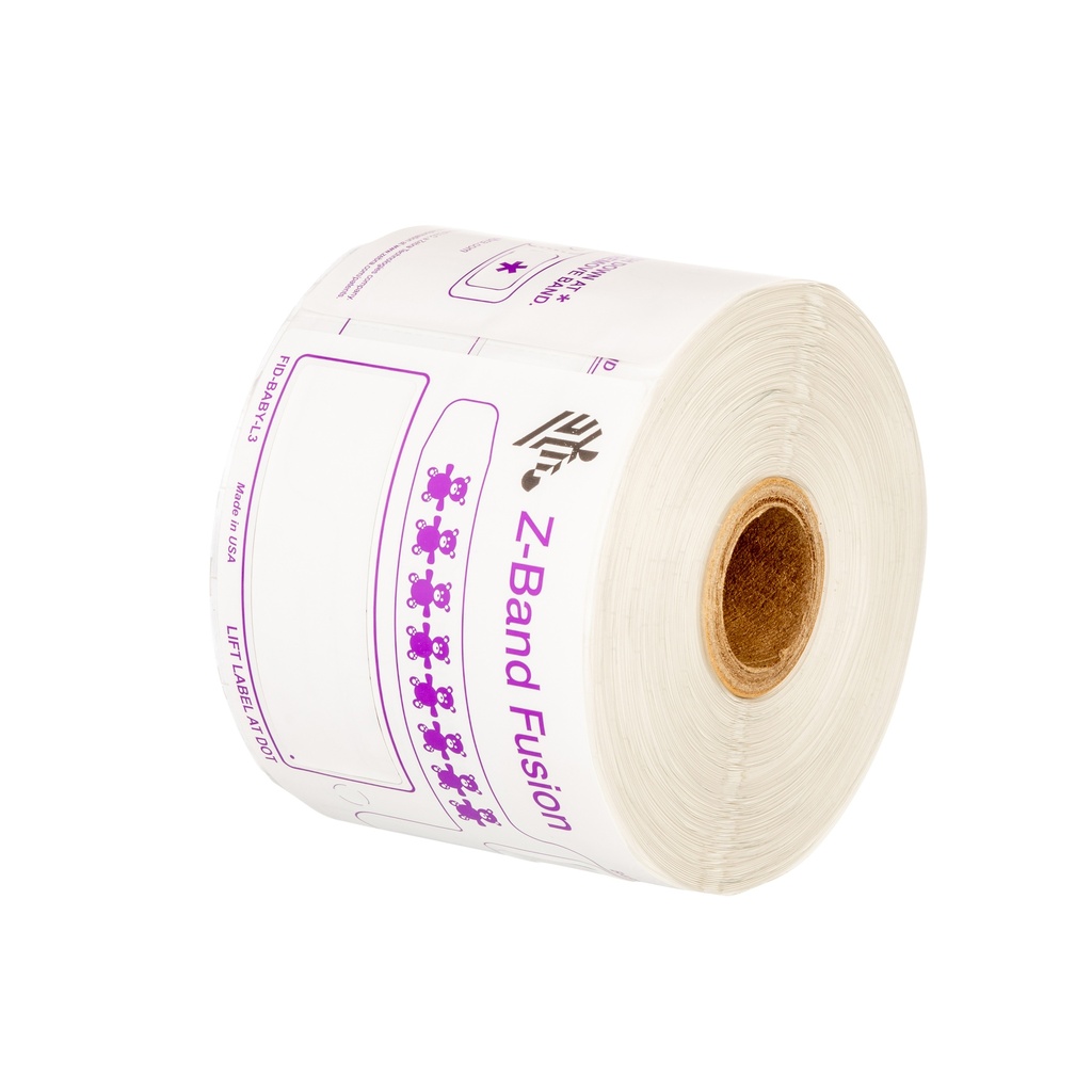 FID-BABY-L3-1-200T- ZEBRA - Brazalete "x5.75", T. Directa. Polipro/poliéster Blanco, Z-Band Fusion (Blanco), para Impresora de Escritorio, 200/Rollo, con adhesivo Permanente, Perf. entre etiq.,    5 Rollos/caja. Peso por caja 3.63 kg. 