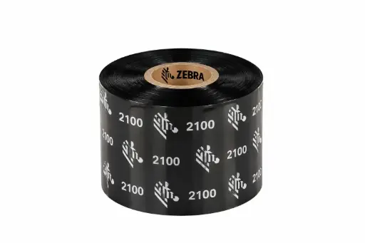 [02100BK06045] 02100BK06045 - Zebra - Ribbon de Cera, 60mm x 450m (2.36" x 1476'), Modelo 2100 Alto Rendimiento para impresora Industrial . 12 Ribbons/Caja