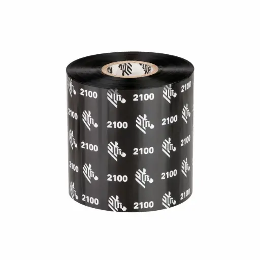 [02100BK08045] 02100BK08045 - Zebra - Ribbon de Cera, 80mm x 450m (3.15" x 1476'), Modelo 2100 Alto Rendimiento para impresora Industrial . 12 Ribbons/Caja