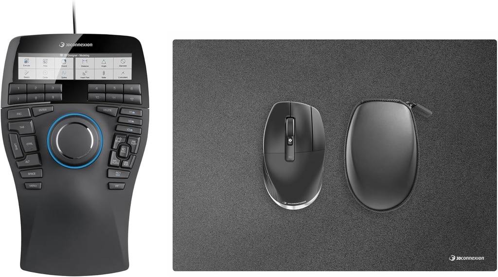 3Dconnexion - SpaceMouse Enterprise Kit 2 Professional (3DX-700135) – Ratón 3D con CadMouse Pro, 31 Botones Programables, USB, Negro Mate, Compatible con PC y Mac
