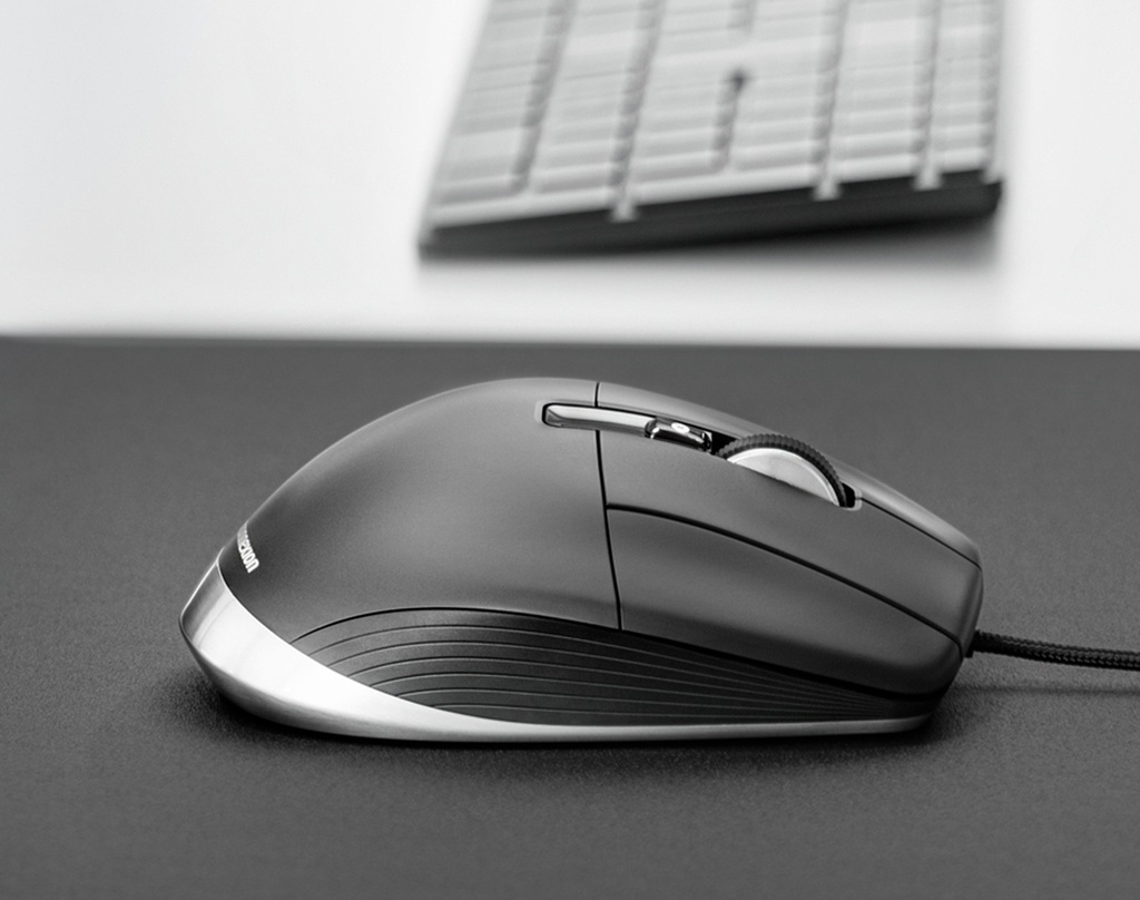 3Dconnexion - CadMouse Pro (3DX‑700080) – Ratón CAD con cable, precisión profesional, botón central mecánico