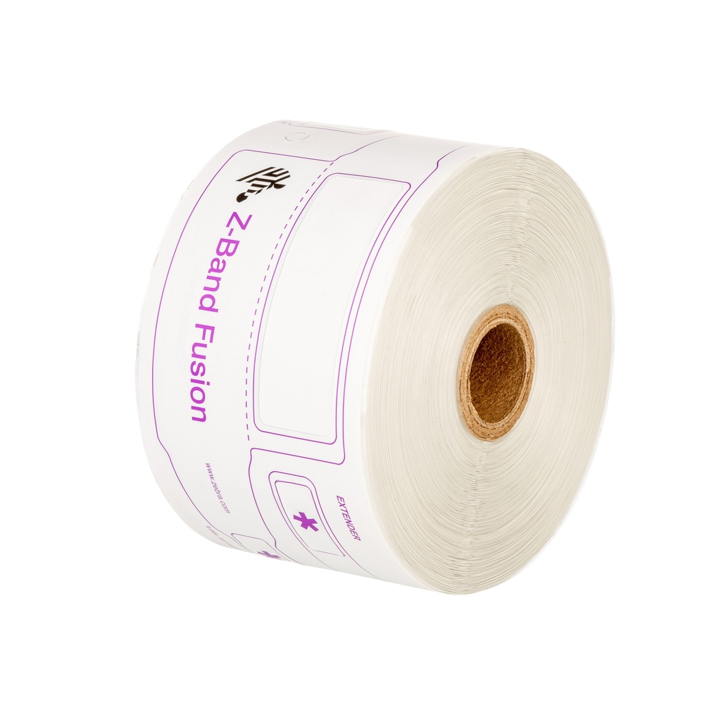 Wristband, PolyPro/PET, 3 x 11in (76x279mm); DT, Z-Band Fusion, Adhesive Closure, Adult w/ Label, 500/roll, 2 rolls/case, 8OD. Image area: 2.75 x 0.875.