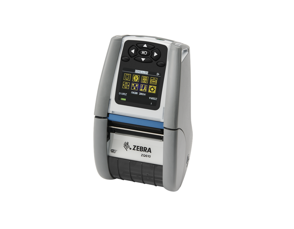 ZEBRA - DT Printer ZQ610 Plus 2/48mm Healthcare; English/Latin fonts,Dual 802.11AC / BT4.x, Linered platen, 0.75 core, Group 0, Belt clip
