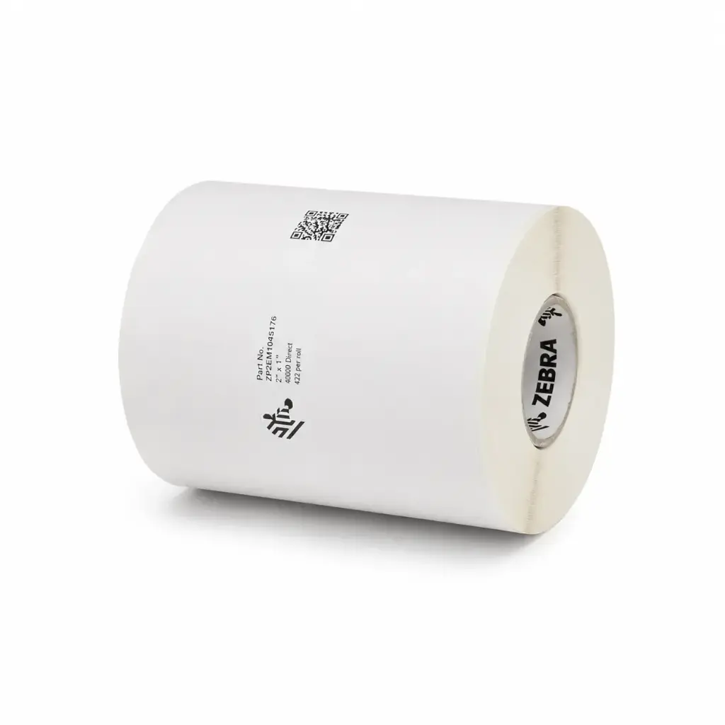 ZIPZEM10045176 - ZEBRA - Etiqueta 2"x1", T. Directa. Papel Blanco, Z-Essentials 400D, para Impresora Móvil , 432/Rollo, con adhesivo Permanente, Sin perf., 1 al paso. Núcleo 0.75". Diámetro 2.2". 36 Rollos/caja. Peso por caja .11 kg.