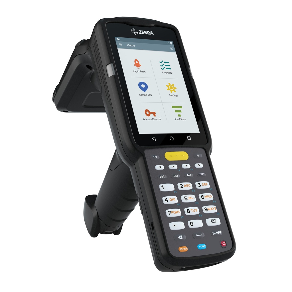 MC333U-GJ2EG4US - ZEBRA - MC3330xR, Lector RFID portátil MC3330XR UHF RFID Tipo Pistola, Circular Antenna, 802.11 A/B/G/N/AC, SE4770 2D Imager, 29 Key, Extended Capacity Battery, GMS, 4GB RAM / 32GB ROM, FCC Bands