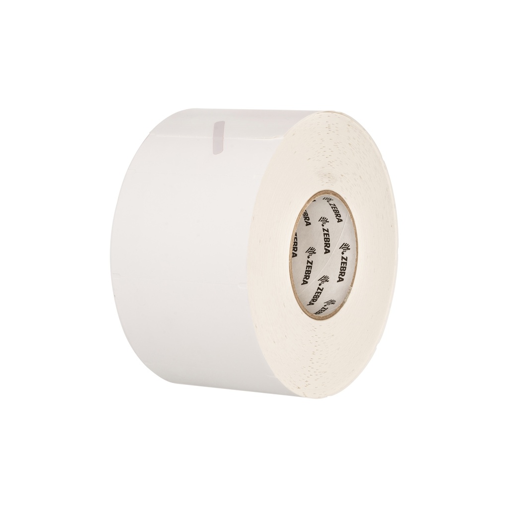 69531- ZEBRA - Tag 1"x10", T. Térmica. Poliolefina V-Max Blanco, 8000T Tuff 7.0 mil Tag, para Impresora Industrial, 1920/Rollo-, Perf. entre etiq., 4 al paso. Núcleo 3".  Diámetro 8". 4 Rollos/caja. Peso por caja 9.53 kg. 