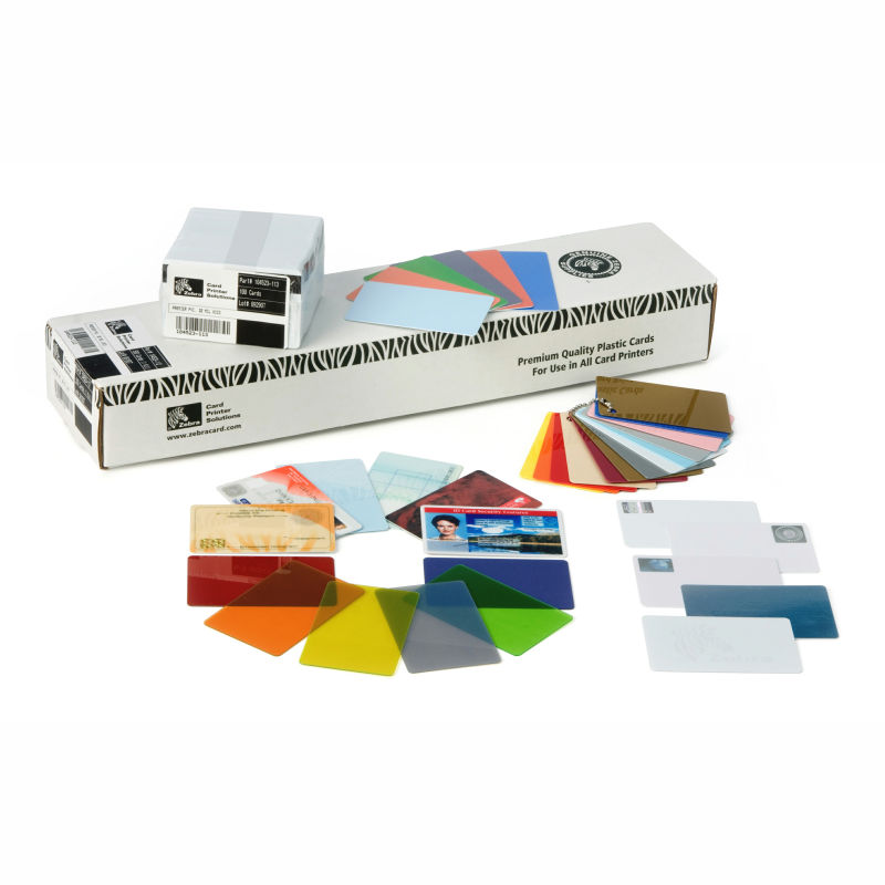 ZEBRA - ZEBRA WHITE PVC CARDS, 30 MIL HIGH COERCIVITY MAGNETIC STRIPE (500 CARDS)