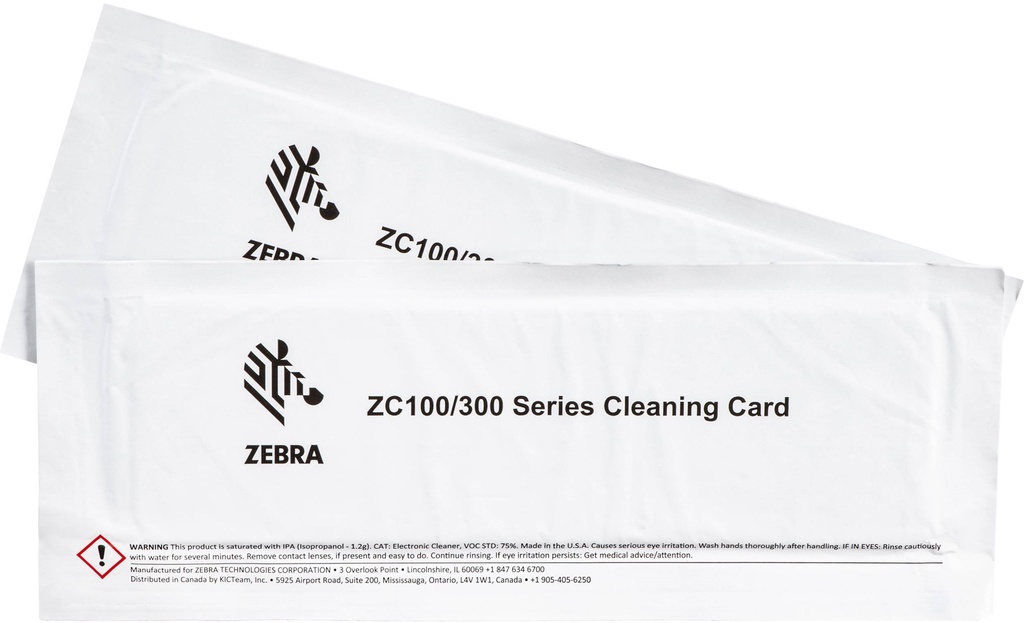 ZEBRA - CLEANING CARD KIT (IMPROVED), ZC100/300, 2 CARDS