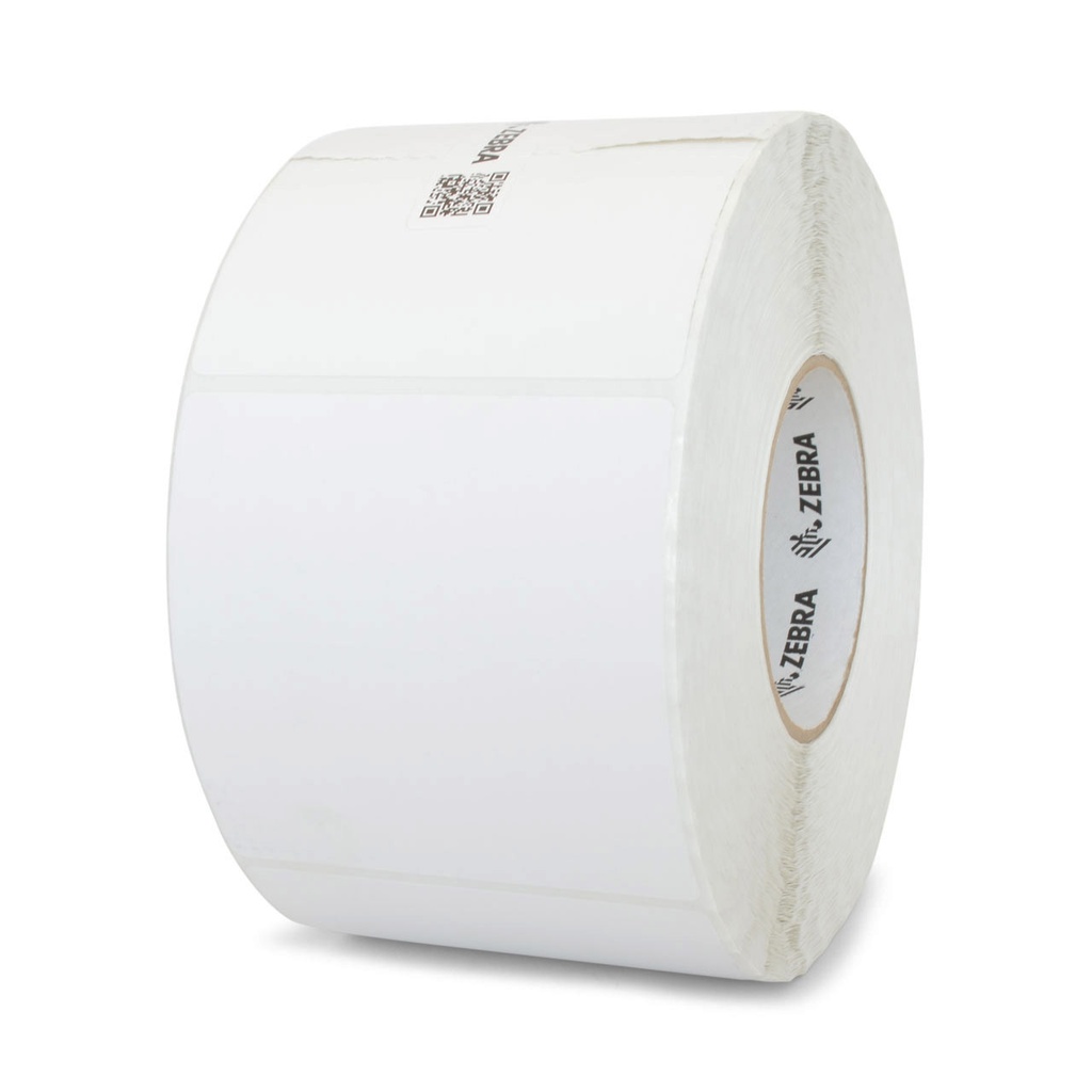 10021230- ZEBRA - Etiqueta 4"x4", T. Térmica. Papel Blanco, Z-Perform 1500T, para Impresora Industrial, 1500/Rollo, con adhesivo Permanente, Perf. entre etiq., 1 al paso. Núcleo 3".  Diámetro 8". 4 Rollos/caja. Peso por caja 11.79 kg. 