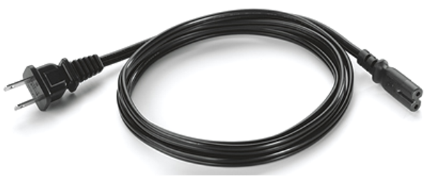 50-16000-182R - ZEBRA - Cable de poder AC line cord, 6 feet or 1.8 meters, ungrounded, 2-prong, NEMA 1-15 plug. Associated country: United States.