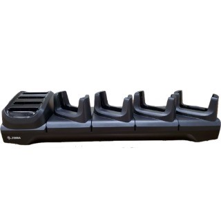 TC21/TC26 Five Slot Charge Only Cradle 4 devices plus 4 slot battery charger; Supports device with/without trigger gun, Power Supply and DC Cable sold separately (PWR-BGA12V108W0WW, CBL-DC-381A1-01