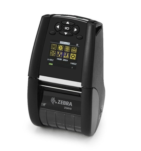 [ZQ61-AUFAL04-00] ZEBRA - PRINTER ZQ610 PLUS 2"/48MM; ENGLISH/LATIN FONTS,BT 4.X, LINERED PLATEN, 0.75" CORE, GROUP L, BELT CLIP