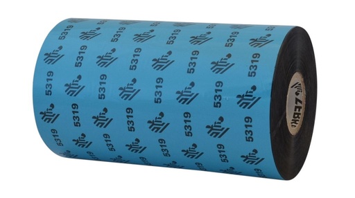 [05319BL11045] ZEBRA - Ribbon de Cera, Modelo 5319 Cera - Azul 2728C, 4.33" x 1,476' (110 mm x 450 mts), Núcleo de 1", 6 ribbons por caja. Para Impresora Tabletop/Industrial.