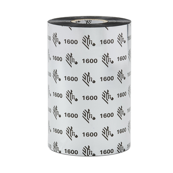 [01600BK15645] 01600BK15645 - Zebra - Ribbon de Cera, 156mm x 450m (6.14" x 1476'), Modelo 1600 Estándar para impresora Industrial . 18 Ribbons/Caja