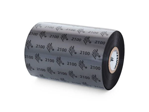[02100BK11060] 02100BK11060 - Zebra - Ribbon de Cera, 110mm x 600m (4.33" x 1968.5'), Modelo 2100 Alto Rendimiento para impresora de Especialidad. 10 Ribbons/Caja