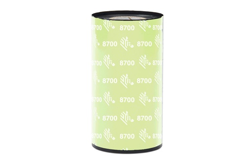 [LA08700BK08345] LA08700BK08345 - Zebra - Ribbon de Resina, 83mm x 450m (3.27" x 1476'), Modelo 8700 Resin para impresora Industrial. 12 Ribbons/Caja