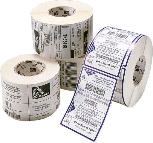 [10000280] ZEBRA - Etiqueta de Papel de Transferencia Térmica, Medida 4" x 6.5" (101.6 mm x 165.1 mm), Material Z-Perform 2000T, con AdhesivoPermanente. Color Blanco, Con perforación entre etiquetas, 1 Etiqueta al paso. Diámetro Interno 3", Diámetro Externo 8". 900 Etiquetas por rollo, 4 Rollos por caja, para impresora Industrial