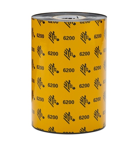 [06200BK11045] 06200BK11045 - Zebra - Ribbon de Resina, 110mm x 450m (4.33" x 1476'), Modelo 6200 Estándar para impresora Industrial . 6 Ribbons/Caja