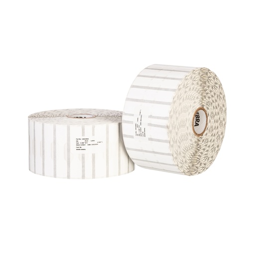 [10010066] ZEBRA - Etiqueta de Kimdura Polipropileno de Transferencia Térmica, Medida 2.2" x 0.5" (55.88 mm x 12.7 mm), Material 8000T Jewelry (Jewelry Butterfly Label w/o flaps), con AdhesivoPermanente. Color Blanco, Sin perforación entre etiquetas, 1 Etiqueta al paso. Diámetro Interno 1", Diámetro Externo 5". 3510 Etiquetas por rollo, 6 Rollos por caja, para impresora Desktop