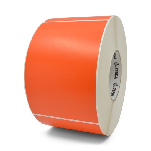 [10006208-4] ZEBRA - Etiqueta de Papel de Transferencia Térmica, Medida 4" x 6" (101.6 mm x 152.4 mm), Material Z-Perform 2000T Floodcoated (Orange), con AdhesivoPermanente. Color Naranja - PMS 021, Con perforación entre etiquetas, 1 Etiqueta al paso. Diámetro Interno 3", Diámetro Externo 8". 1000 Etiquetas por rollo, 4 Rollos por caja, para impresora Industrial