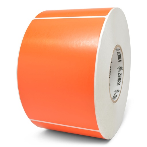[10006208-7] ZEBRA - Etiqueta de Papel de Transferencia Térmica, Medida 4" x 6" (101.6 mm x 152.4 mm), Material Z-Perform 2000T Floodcoated (Fl. Orange), con AdhesivoPermanente. Color Naranja - PMS 804, Con perforación entre etiquetas, 1 Etiqueta al paso. Diámetro Interno 3", Diámetro Externo 8". 1000 Etiquetas por rollo, 4 Rollos por caja, para impresora Industrial