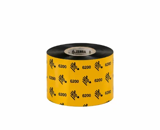 [06200BK06045] 06200BK06045 - Zebra - Ribbon de Resina, 60mm x 450m (2.36" x 1476'), Modelo 6200 Estándar para impresora Industrial . 6 Ribbons/Caja