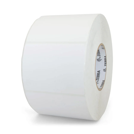 [10023061] ZEBRA - Etiqueta de Poliester de Transferencia Térmica, Medida 4" x 3" (101.6 mm x 76.2 mm), Material Z-Ultimate 4000T High-Tack White, con AdhesivoHigh-tack. Color Blanco, Con perforación entre etiquetas, 1 Etiqueta al paso. Diámetro Interno 3", Diámetro Externo 8". 1000 Etiquetas por rollo, 1 Rollos por caja, para impresora Industrial