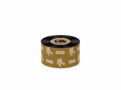 [05586BK04045] 05586BK04045 - Zebra - Ribbon de Cera/Resina, 40mm x 450m (1.57" x 1476'), Modelo 5586 Premium para impresora Industrial . 6 Ribbons/Caja