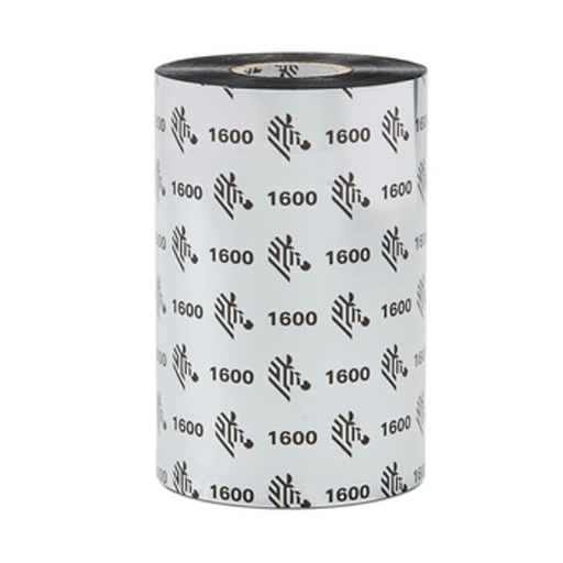 [01600GT06430] ZEBRA - Ribbon de Cera, Modelo 1600 Cera (para uso con impresoras ZD230t, ZD420t, ZD620t and GT800), 2.52" x 984' (64  mm x 300 mts), Núcleo de 1", 24 ribbons por caja. Para Impresora Desktop.