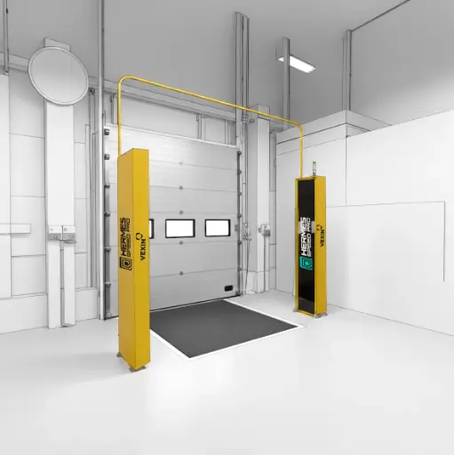[RFIDPORTAL01] VEXIN Kit 1 | Portal RFID Móvil – 2 Gabinetes Aluminio Anodizado, Policarbonato Frontal, Soporte 1/2" | 2440×80×80mm Amarillo Tráfico